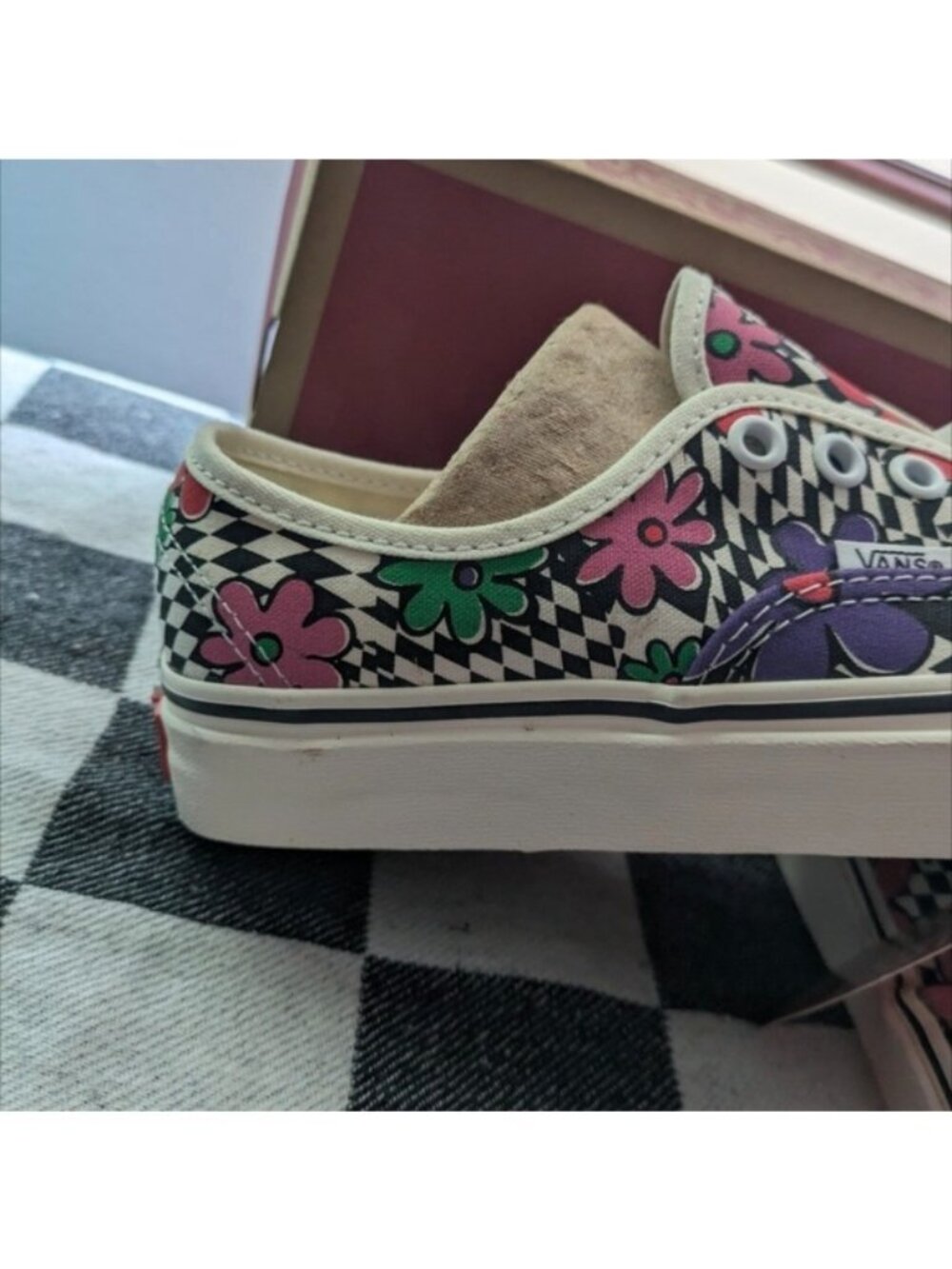 Vans Authentic Kid Youth 3.5 Printed Floral Check Marshmallow Classic 0926 - Picture 4 of 11